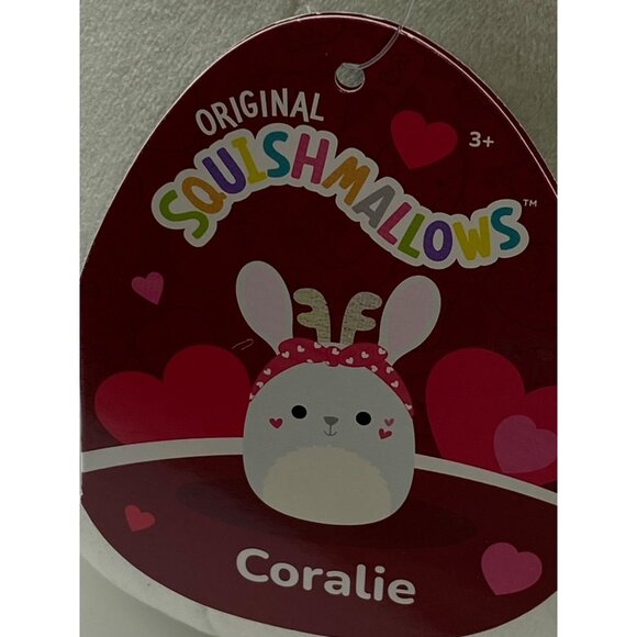 Squishmallows  Valentines Bunny Plush With Heart Accents & Bow Tie Headband - Picture 12 of 13